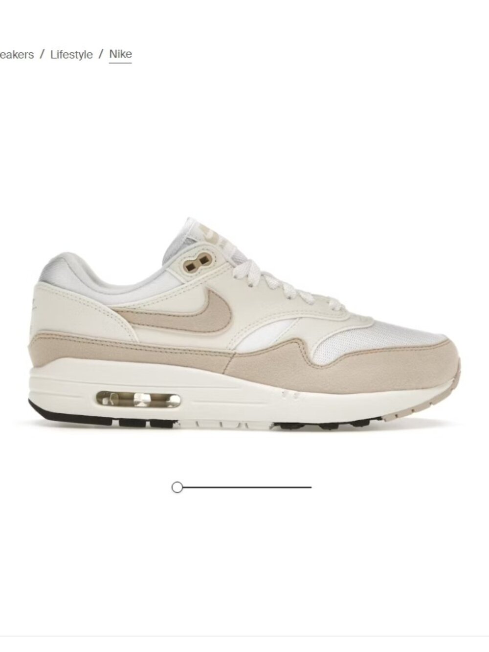 Nike Air Max 1, Women's 9.5, Pale Ivory/White/Sail/Sanddrift